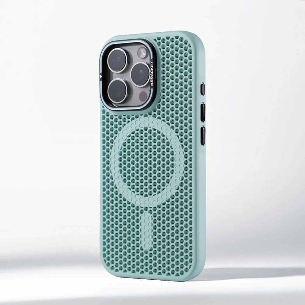 Invisible Lens Holder Honeycomb Cooling Case with Magnetic Wireless Charging Armor Cover
