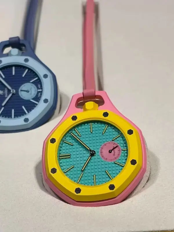 New Pocket Watch Pendant Men's and Women's Colored Candy Octagonal Quartz Movement Leather Lanyard Casual Fashion Style Gift - Image 11