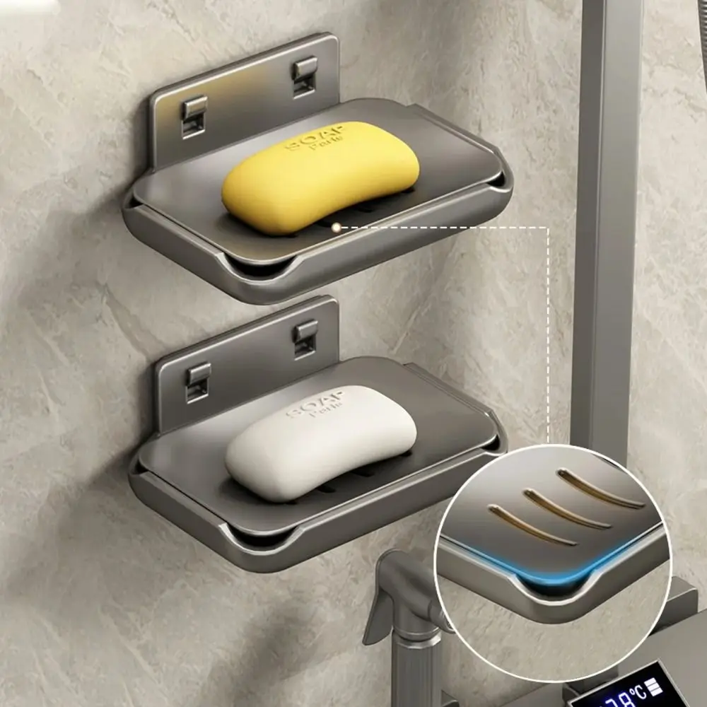 

Держатель для мыла настенный из алюминиевого сплава, аксессуары для ванной комнаты, утолщенная емкость для мыла со сливом воды