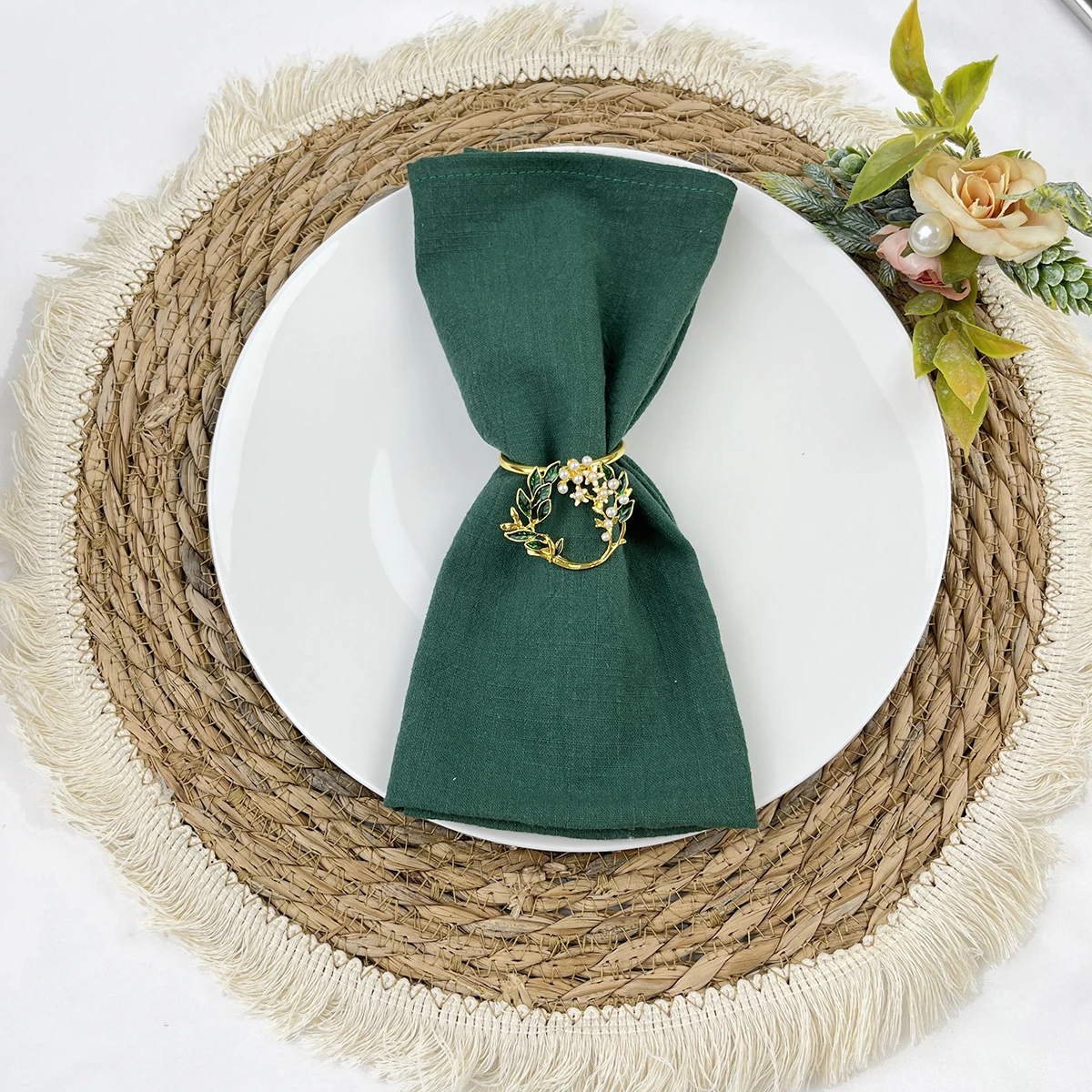 Serviettes de table en gaze de coton vert sauge, serviettes de service en tissu pour grill, décoration de mariage et de Pâques, vente en gros d'usine, 50 pièces