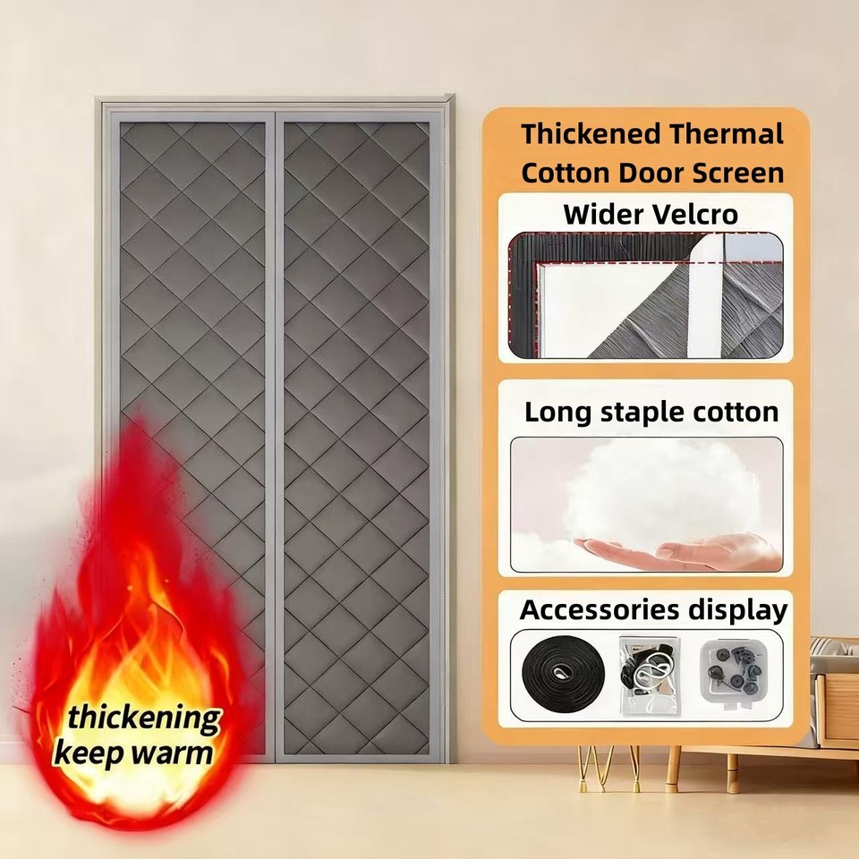 Waterproof Coldproof Door Screen Thicken Door Cutain with Cotton Warm Self-Closing Magnetic Screen Door in Winter for Household