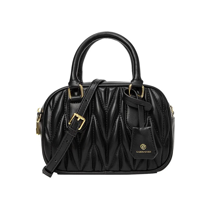 

Pleated Underarm Women Bag Black Fashion Luxury Design Bowling Handbag Versatile Hand-Held Shoulder Crossbody Bag