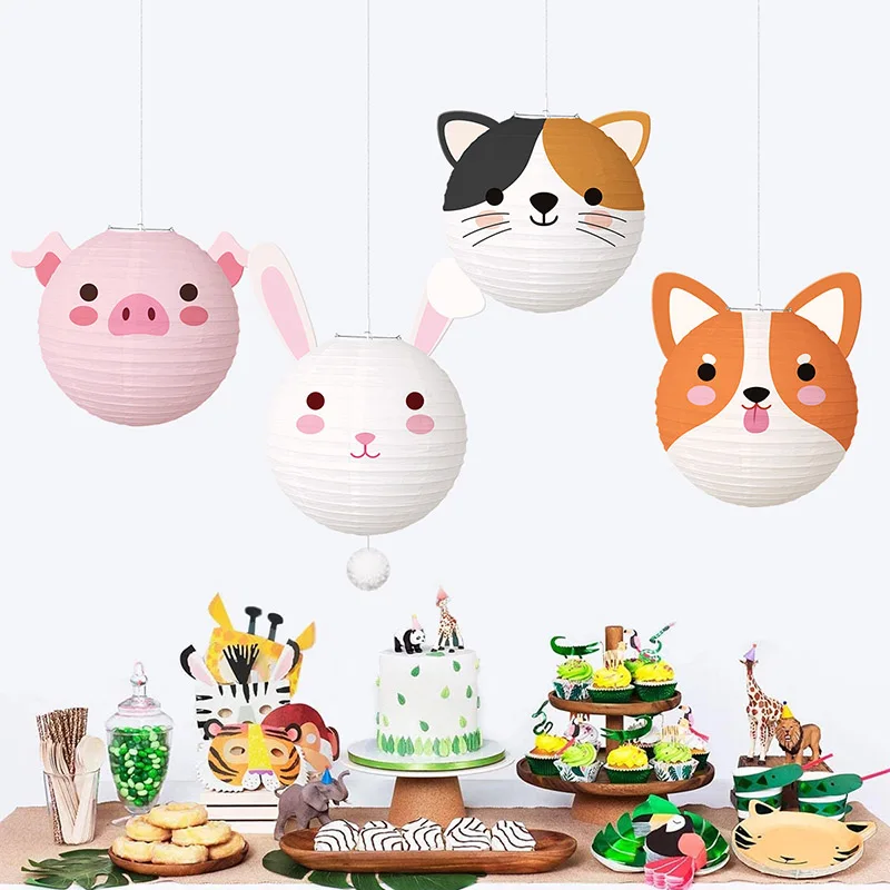 Animal Lantern Foldable Birthday Paper Ball Lantern Hanging Forest Animal Theme Children's Party Decoration paper lantern,led lantern,tissue paper decorations
