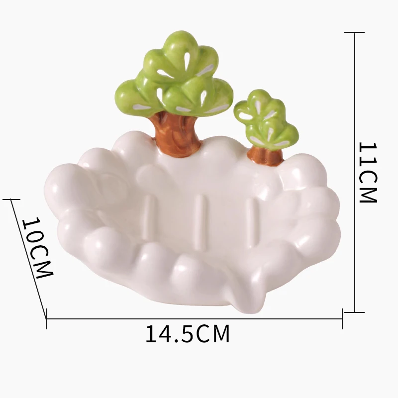 Creative Ceramic Draining Soap Box Light luxury leaf Shaped Soap Dishes, Home Hotel Bathroom Kitchen Supplies, Storage Rack, 1Pc