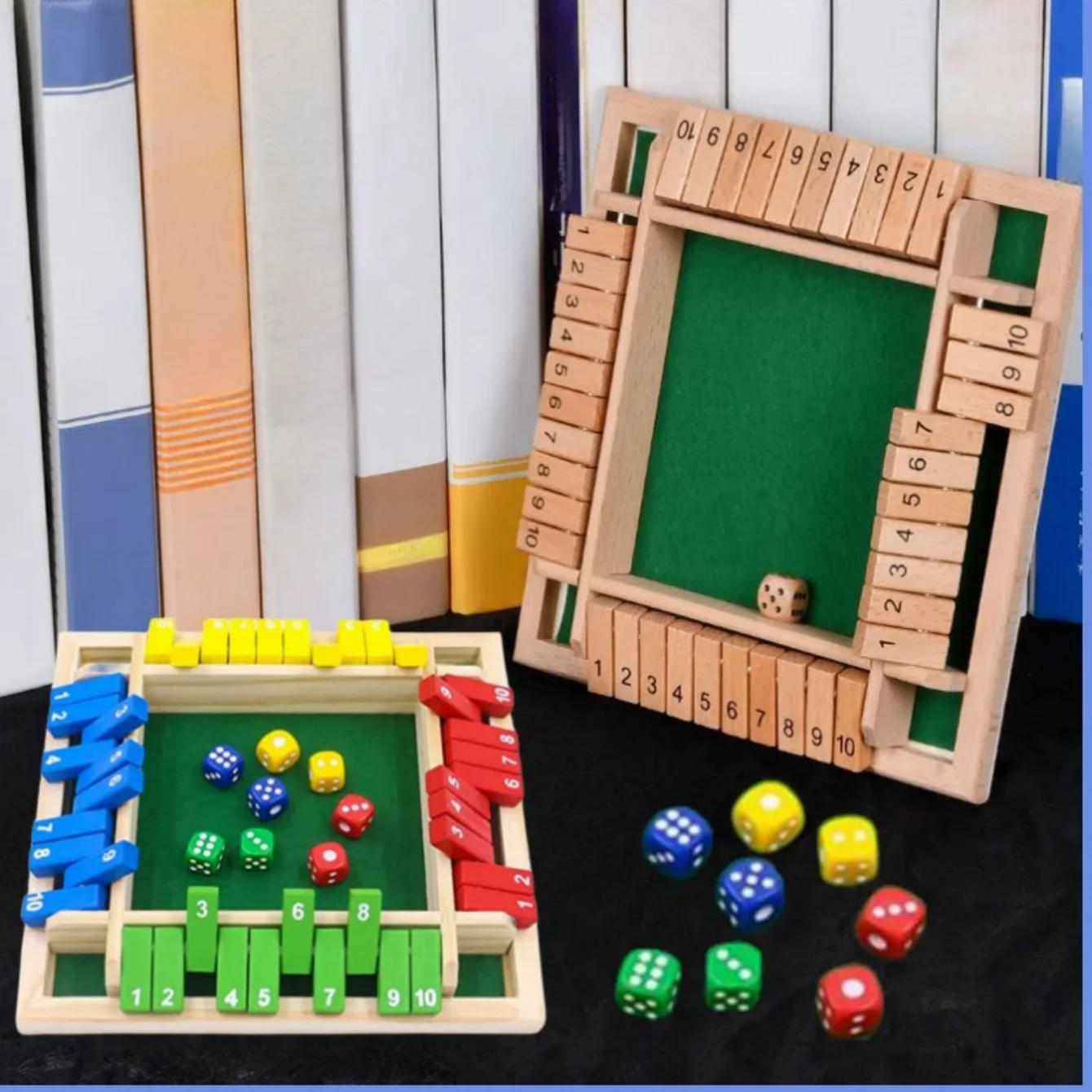 Wooden Dice Board Game Shut The Box for 4 Players Flaps & Dices Game Parent-children Interaction Family Entertainment