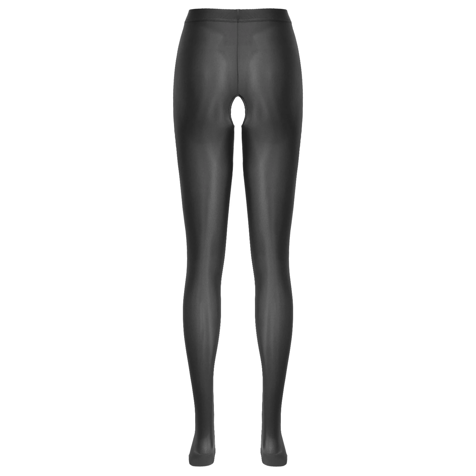 Womens Glossy Crotchless Pantyhose Female Clubwear Lingerie Stretchy Leggings High Waist Nightwear Nightclub Pole Dancing Pants