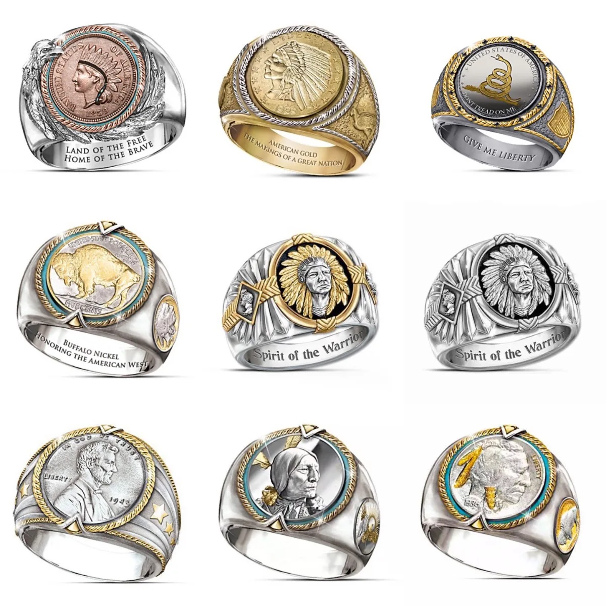 Ethnic-Indian-Chief-Rings-for-Men-Silver-Color-Stainless-Steel-Jewelry ...