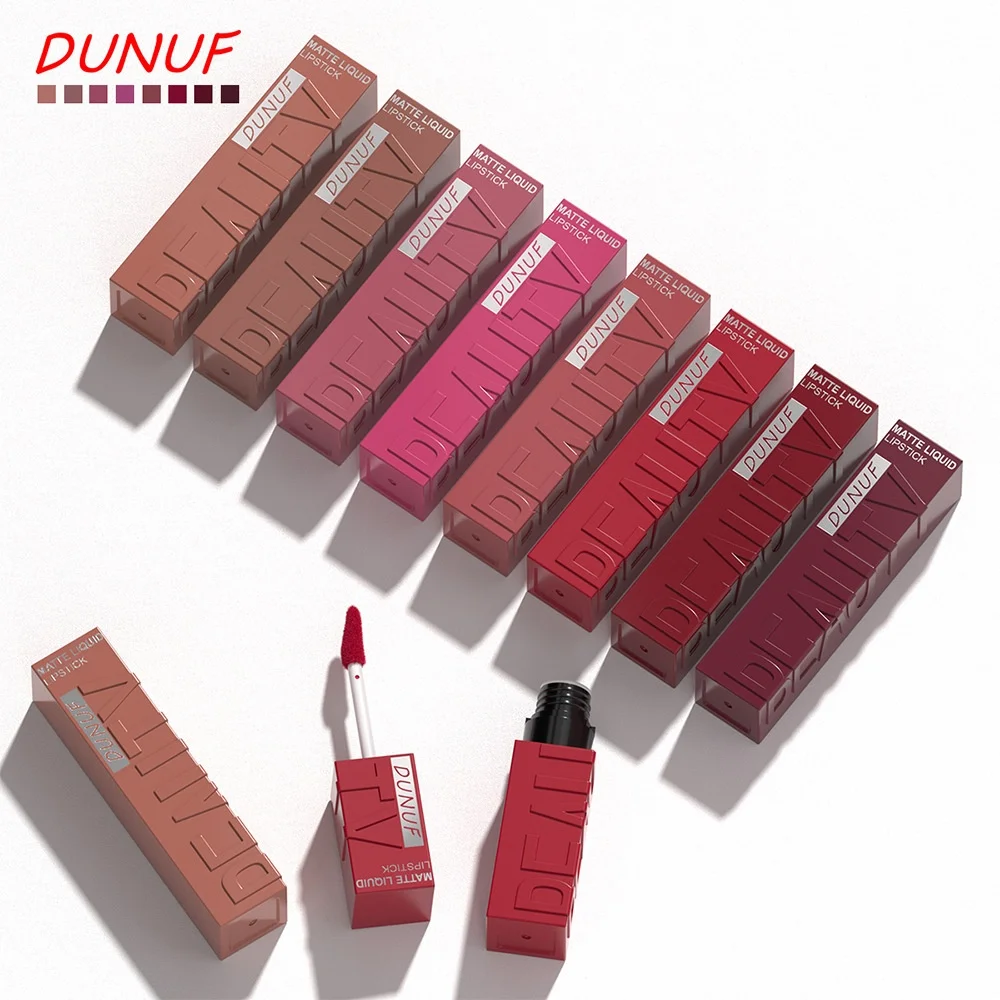 DUNUF Red Velvet Lip Lacquer – Seidiger, wasserfester, langanhaltender, deckender und pflegender Lippenstift – Kosmetik für unterwegs mit Box_voghion.com