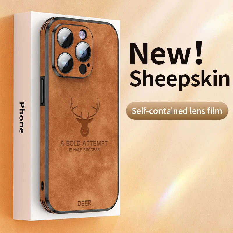 color Taxi Peculiar Luxury Deer Leather Phone Case For iPhone 14 13 12 Pro Max Lens Glass  Bumper Shockproof Silicone Cellphone Cover Fundas Coque _ - AliExpress  Mobile
