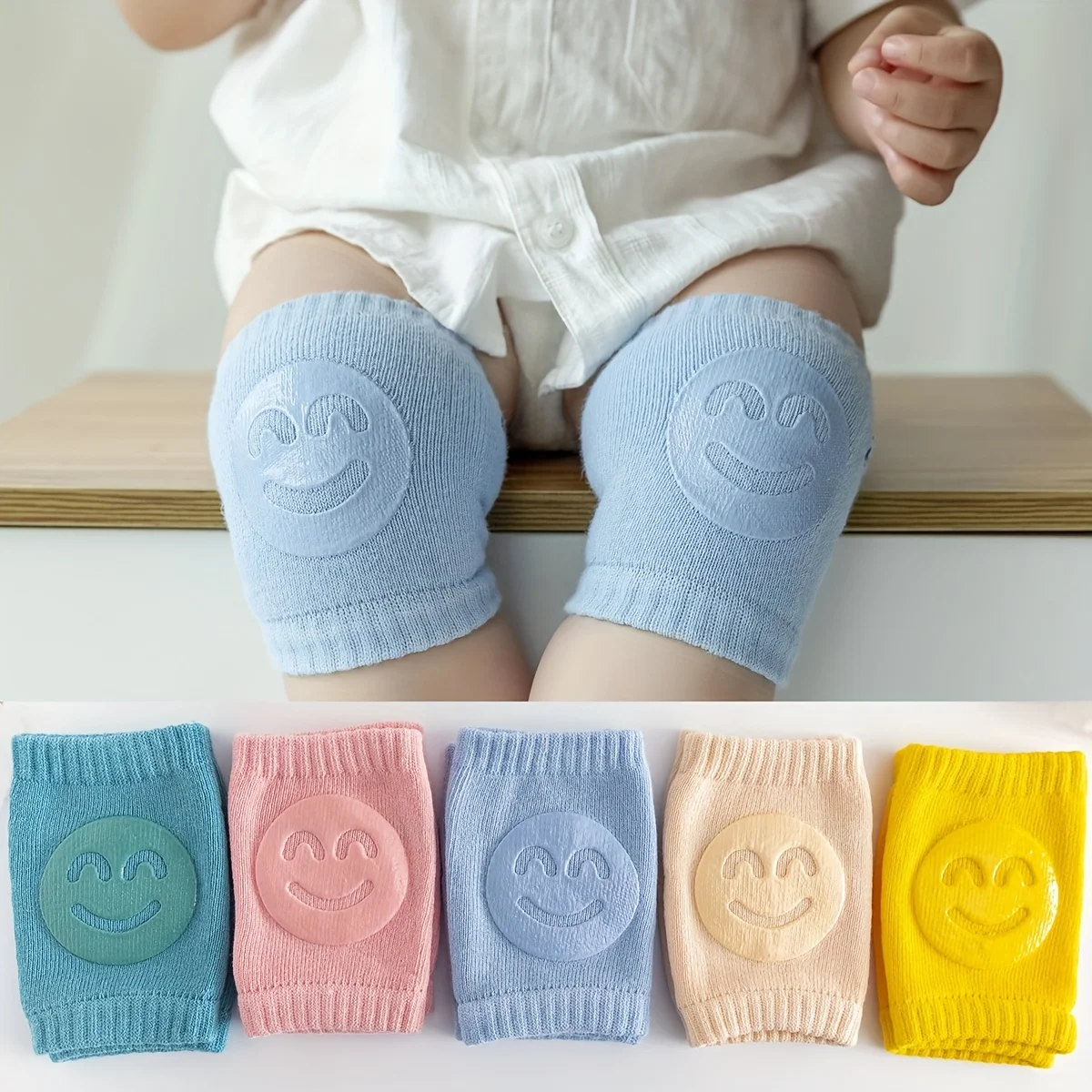 Cotton Soft Baby Knee Pads 5Pcs Durable and Comfortable Crawling Knee Pads for 0-1 Year Olds Ideal Birthday Holiday Gift