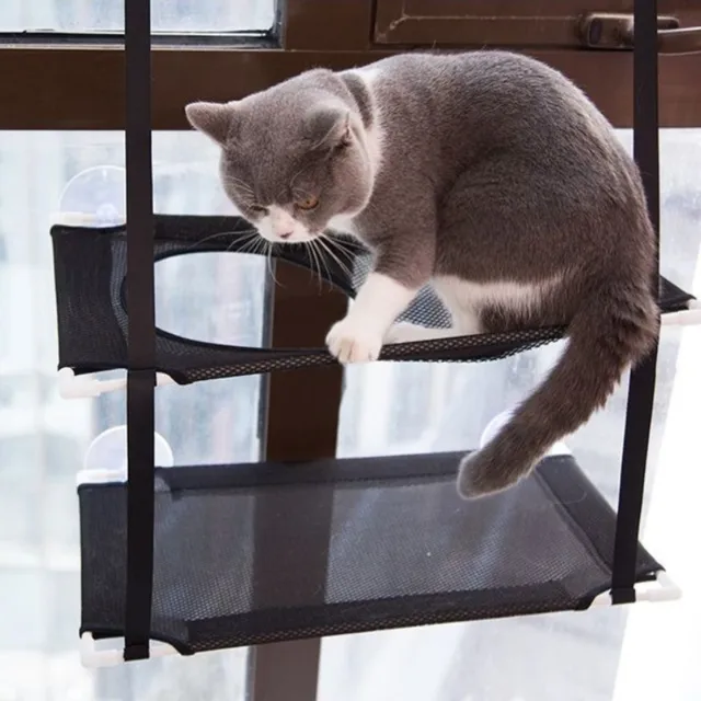 Cat Hammock Window Bed Kitten Sunny Seat Hanging Mount Beds Cat Sofa playing double-decker tunnels Suction Cup Wall Pet Hanging 3