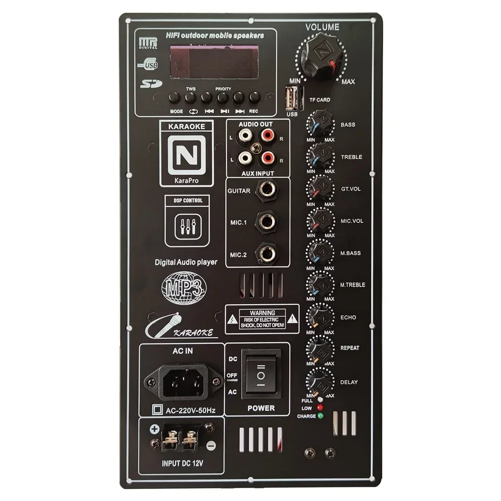 12V 110V 220V Digital Bluetooth 2.0 Stereo 2*150W 300W Amplifier Board for 8-18 Inch Speaker with Microphone Guitar In