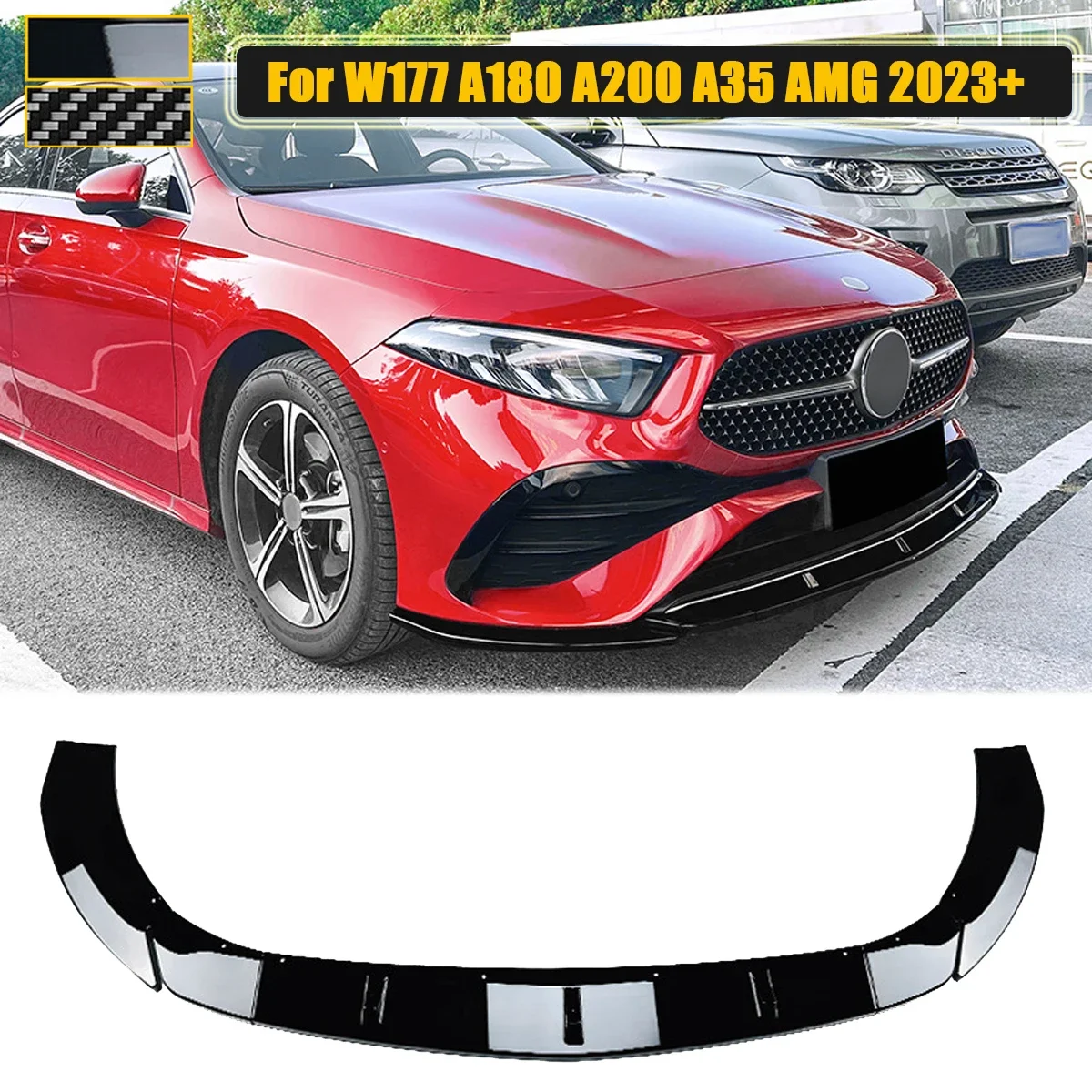 

Front Bumper Lip Splitter Canard Body Kit Spoiler For Mercedes Benz A-Class W177 A180 A200 A35 AMG 2023+ Car Tuning Accessories
