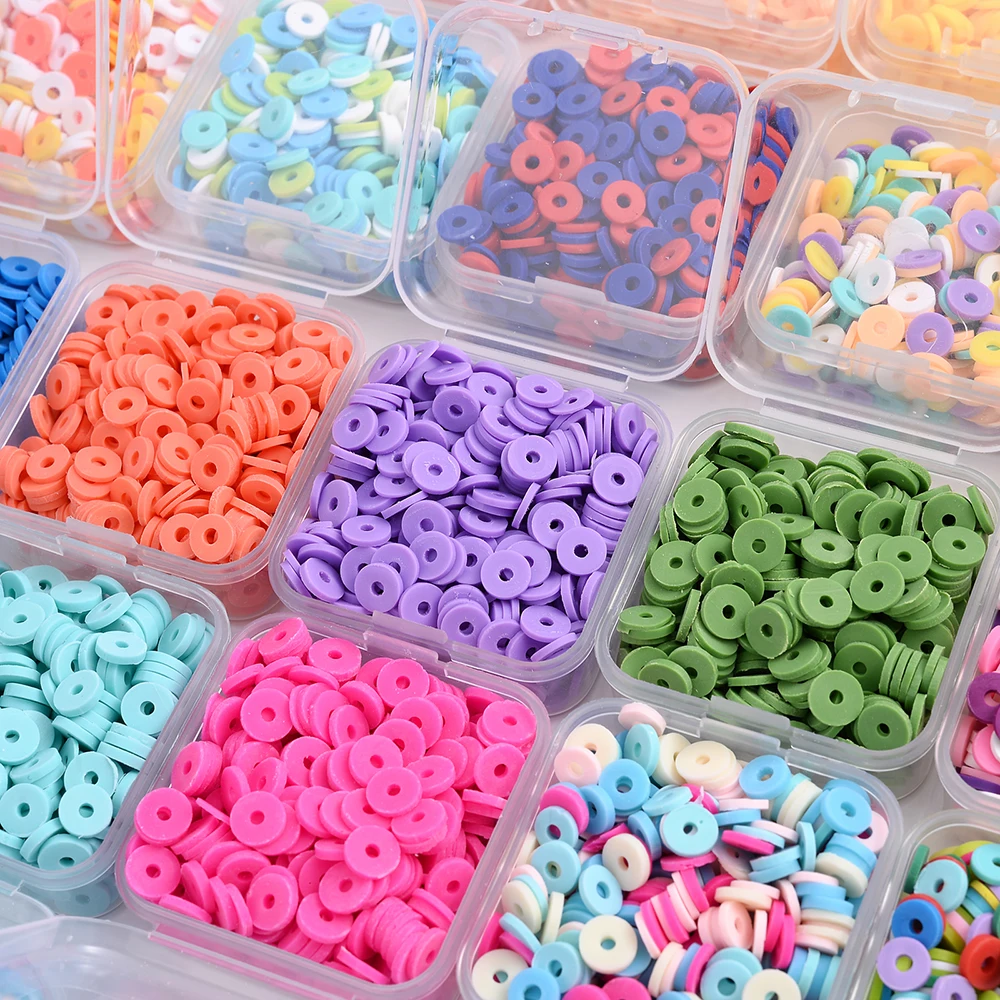 6mm Flache Runde Polymer Clay Perlen Box Set Mixed Disk Lose Spacer Perlen Für Schmuck Machen DIY Boho Charme armband Halsketten – Detail 1
