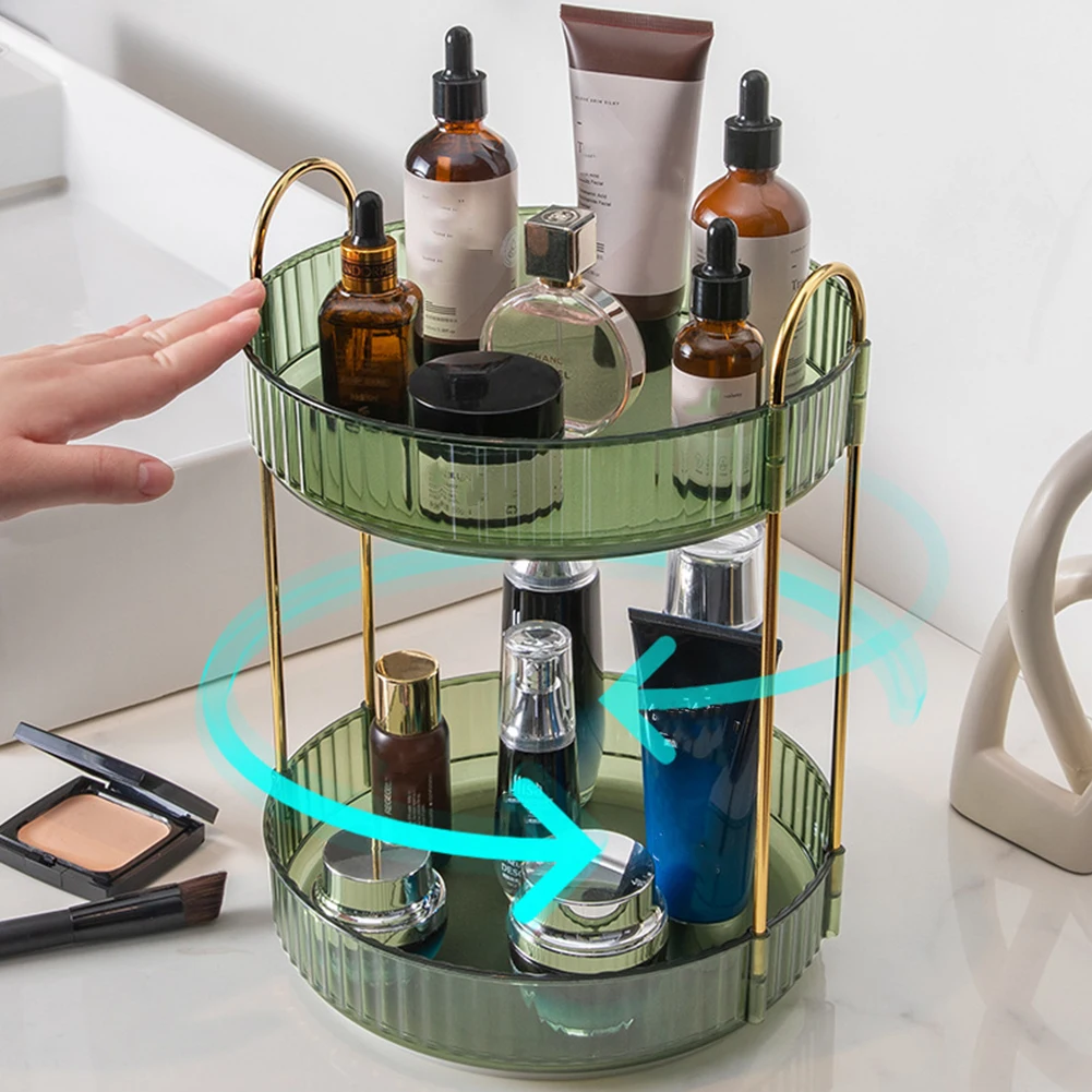 Cosmetic Organiser 360 Degree Rotating Cosmetic Storage Rack Adjustable Cosmetic Storage Display Case Space-Saving Home Storage 2