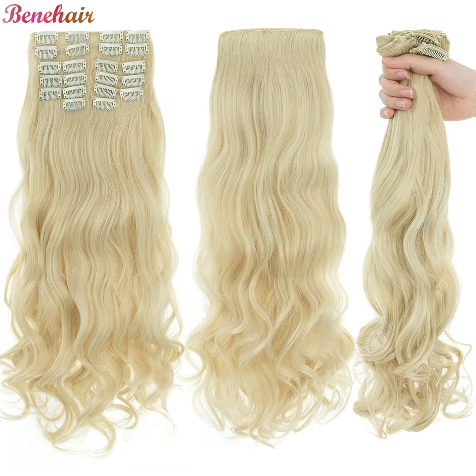 BENEHAIR 180g 12PCS Wavy Clip in Hair Extensions 22