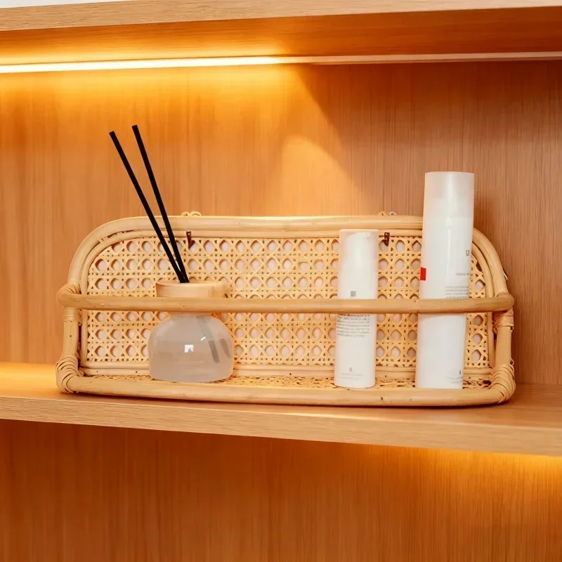 1pc Rattan Home Storage Set Wall Hooks Hangers Kids Clothing Box Hat Rack Multi-Use Organizer for Daily Necessities Garments