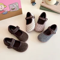 New Spring Autumn Girls Leather Shoes Fashion Dot Polka Printed Children's Flats Causal Soft Bottom Kids Princess Ballet Shoes 2