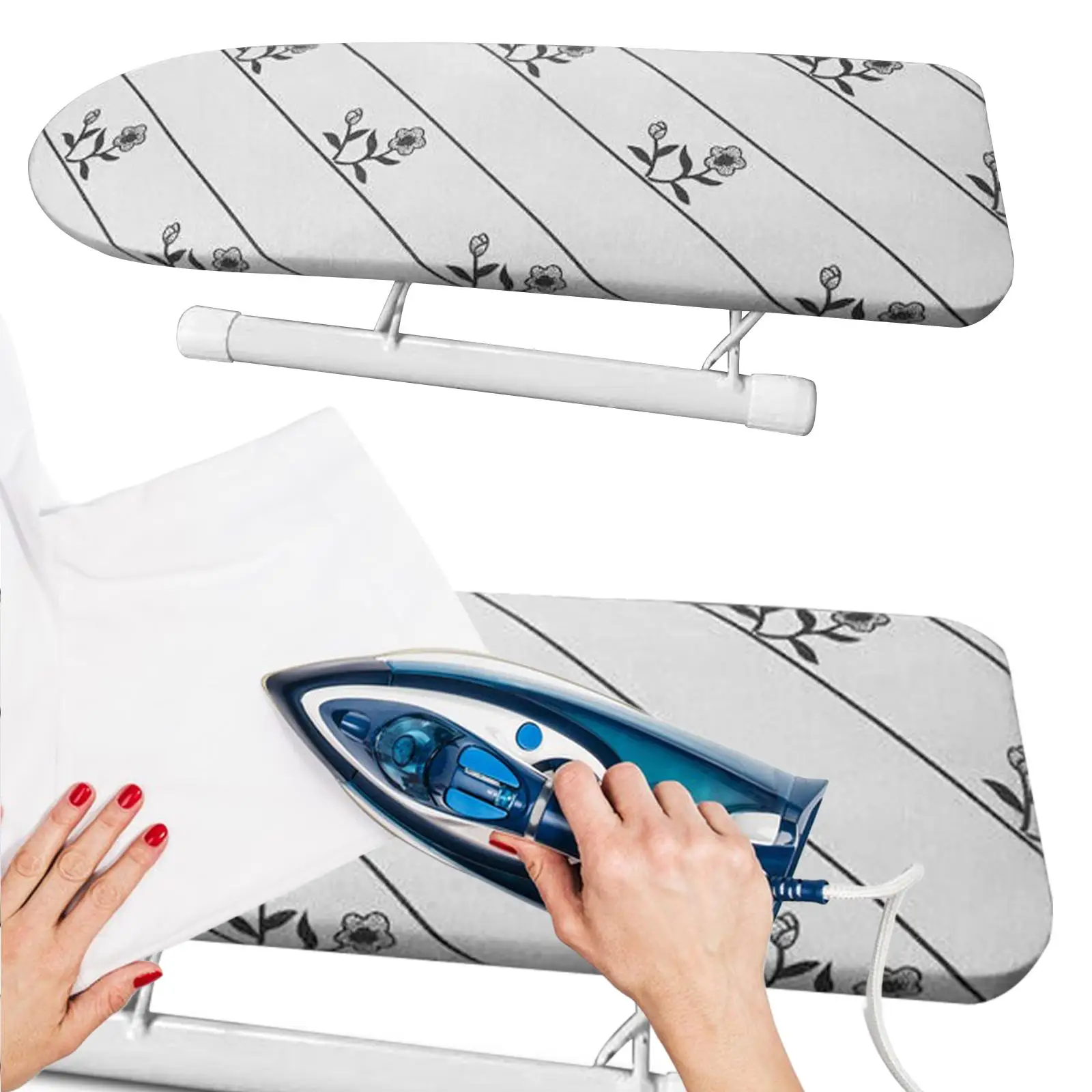 Small Ironing Board with Iron Board Cover Foldable Iron Sleeve Rack for Laundry Room Travel Dorm Apartment Cuffs