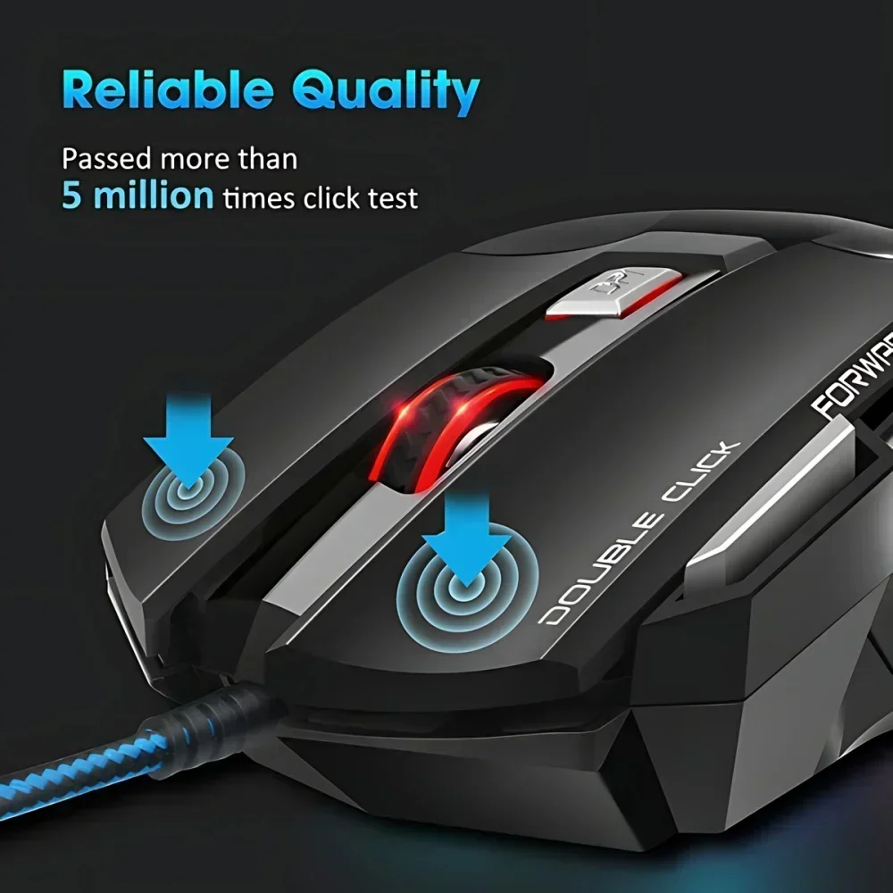 Computer Mouse Gamer Ergonomic Gaming Mouse USB Wired 5500 DPI with LED Backlight 7 Button for PC Laptop