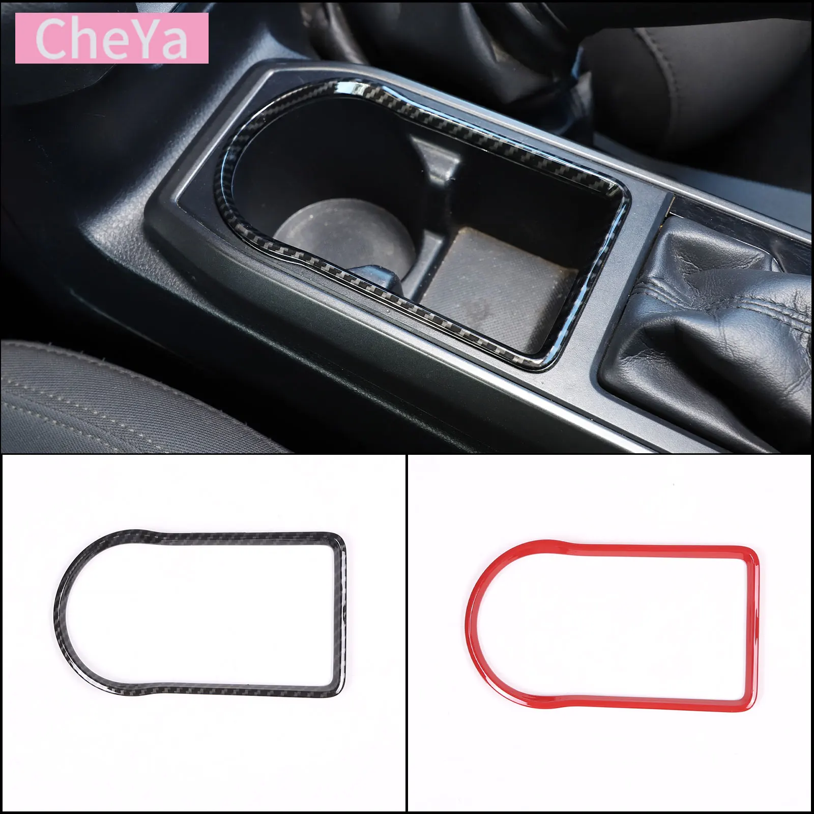 ABS Carbon Fiber Car Central Control Water Cup Holder Panel Frame Cover for Toyota Tacoma 2016-2022 Interior Accessories