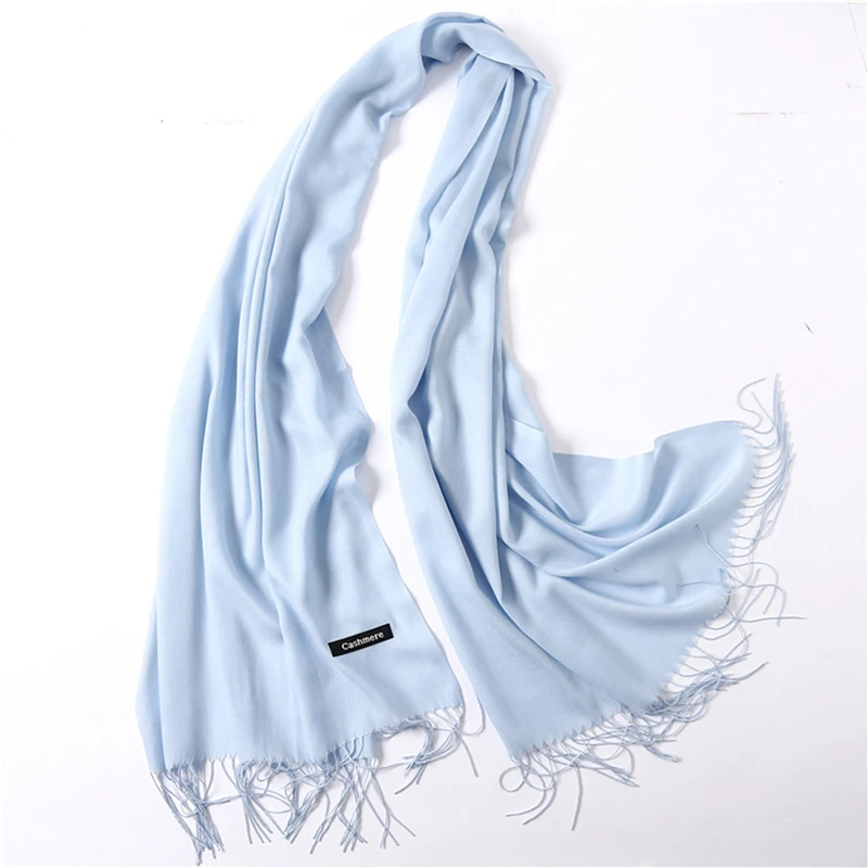 Winter Accessories Fashion Solid Color Women Scarf Winter Hijabs Tassels Long Lady Shawls Cashmere Like Pashmina Bandana Wraps