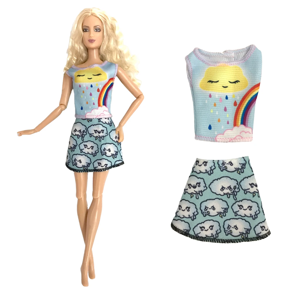 Nk Ufficiale Fashion Dress Rainbow Shirt Clouds Gonna Cool Daily Wear Abbigliamento Abbigliamento Moderno Per Barbie Doll Accessori Giocattoli