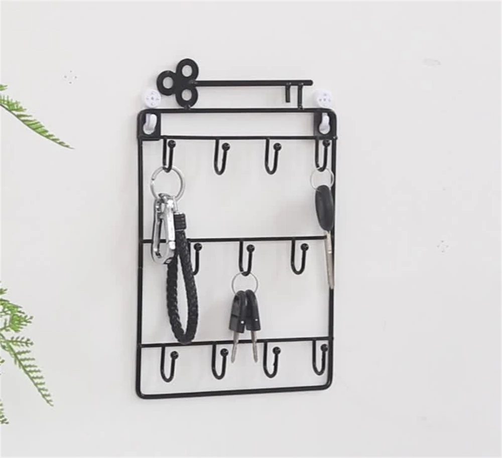 Modern Style Iron Wall Mounted 11 Hangers Hooks Key Holder Coat Hat Storage Rack Practical Cloth