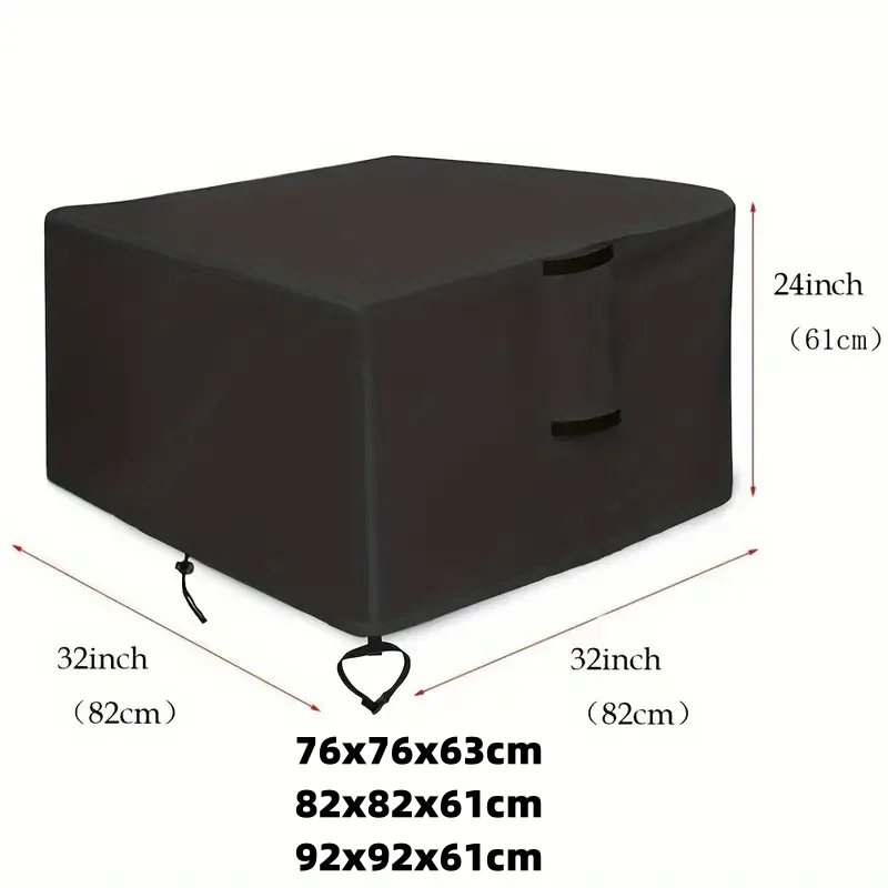 1pcs square gas fire pot cover suitable for most fire pit tables, waterproof heavy duty patio propane fire table cover 5