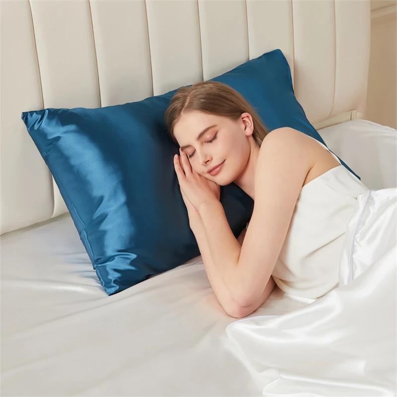 Solid Mulberry Silk Pillow Case Hair Skin Protect Pillowcase Luxury Sleeping Bedding Cushion Pillow Cover Standard Queen Size 5