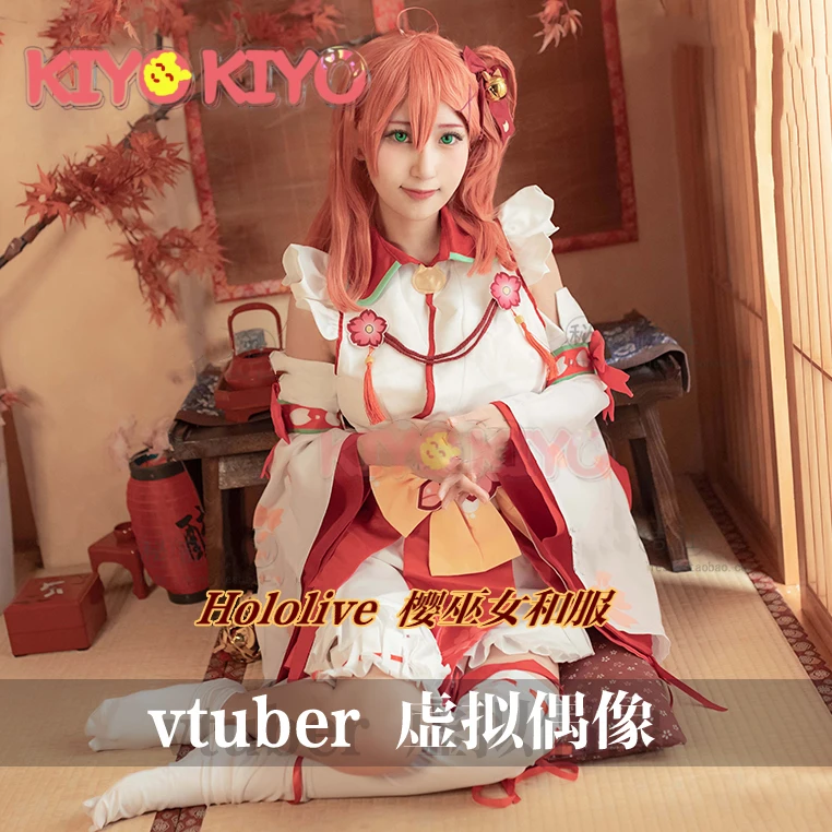 

KIYO-KIYO Vtuber Hololive Sakura Miko Cosplay Costume Sakura Miko Kimono Dress female