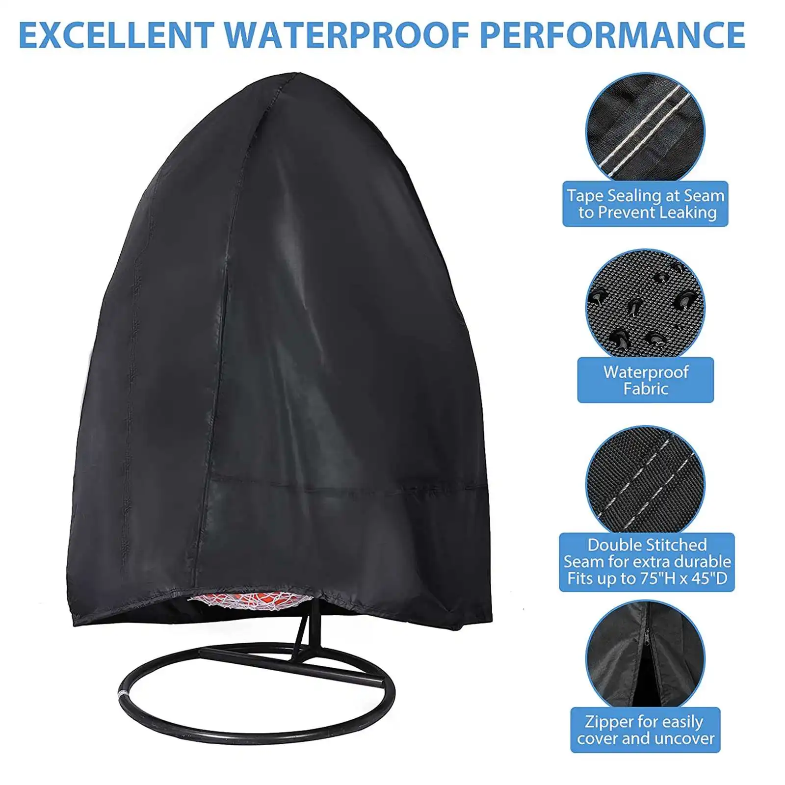 Patio Chair Cover Waterproof Dustproof Swing Chair Covers Egg Shaped