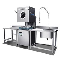 Big Freestanding Sanitizing Semi Automatic Uncovered Hood Type Commercial Washing Dish Dishwasher Machine For Restaurant 1