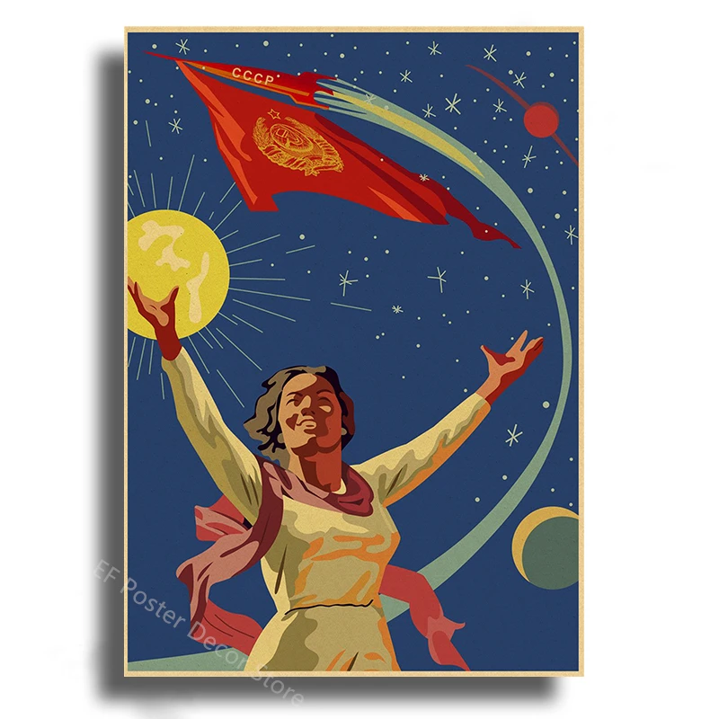 Soviet Space Rocket Posters Ussr Poster Spacecrafts Astronaut Vintage Home Room Club Bar Decor Painting Prints Art Wall Picture Peckshirt