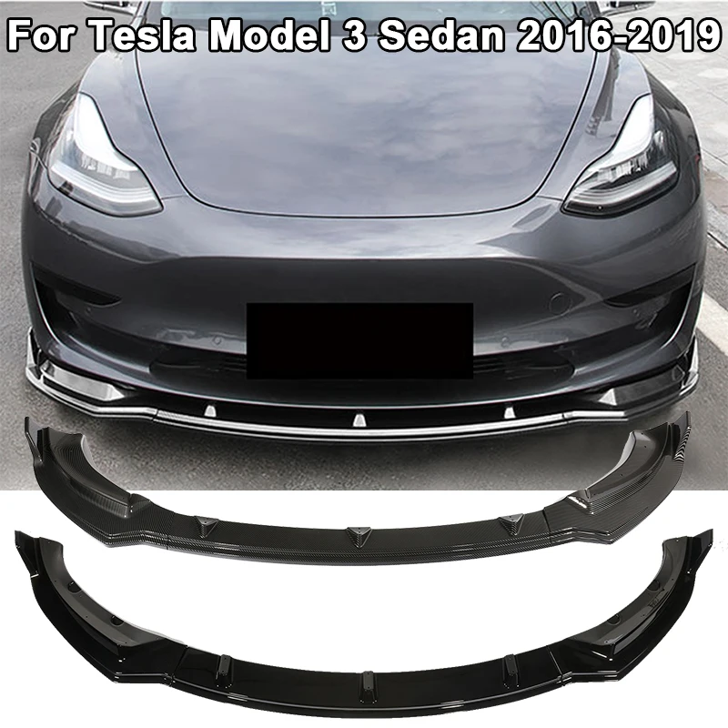 

Car Front Bumper Lip Spoiler Body Kit Bumper Guard Protection Splitter For 2016-2019 Tesla Model 3 Sedan