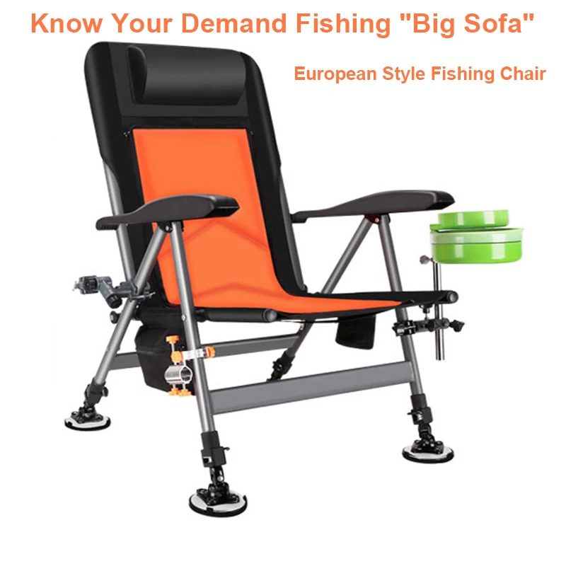 Outdoor Beach Chair Foldable Fishing Chair Recliner four-leg Adjustable  Portable European Style