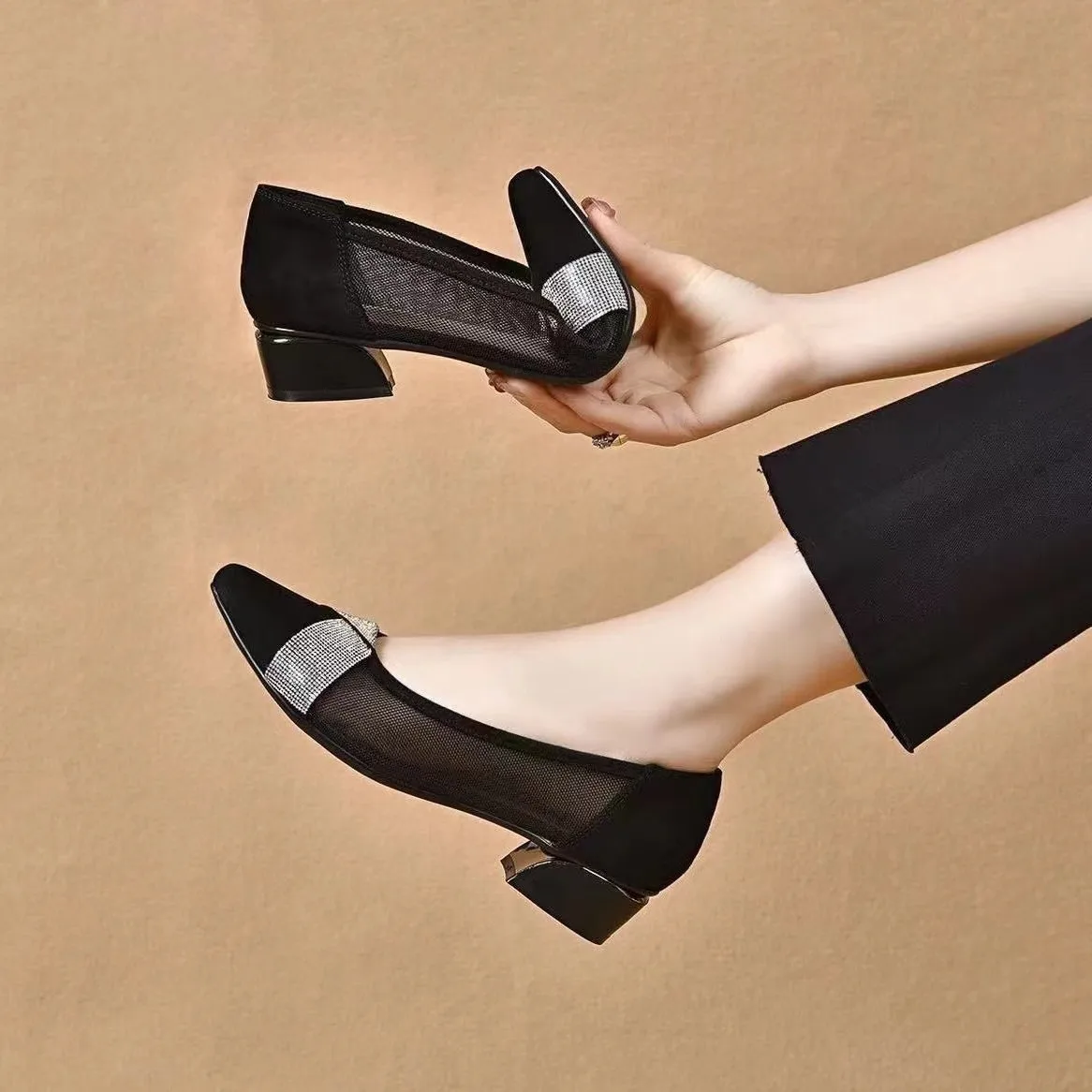 shoes woman 2024 trend Designer Women's Boat Shoes Square Toe Patchwork Pumps Striped Slip on Low Heels Dress Shoes Streak Pump