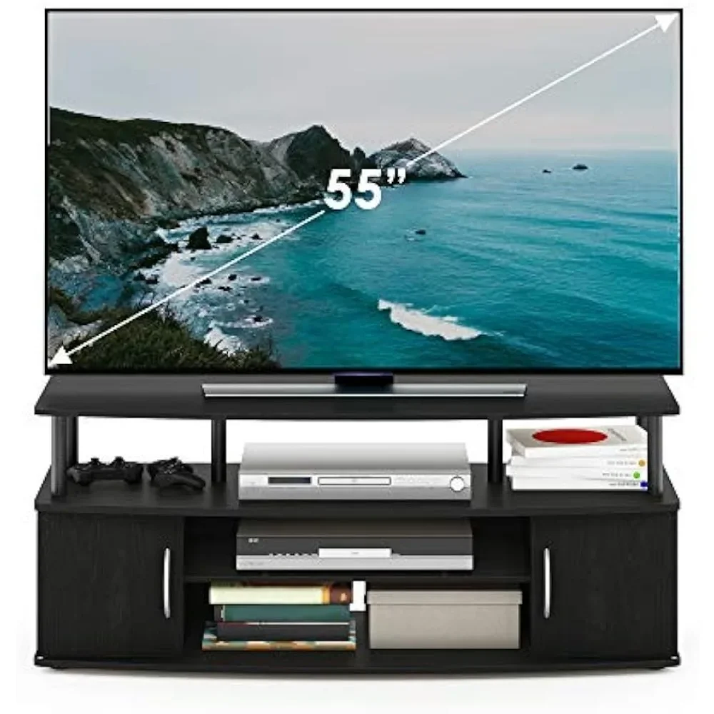 Large Entertainment Stand for TV Up to 55 Inch Blackwood media tv console table fireplace tv stand