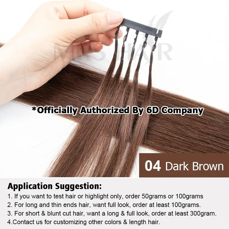 Human Hair Extensions MRS HAIR 6D Hair Extensions Human Hair Non-Remy 6D2 Extensions Micro Tiny Invisiable Metal Tips Keratin Bonds