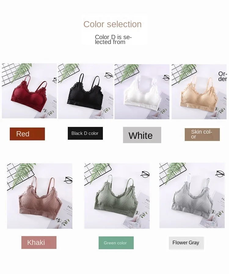 Description Picture 5 of itemWomen's Wireless Seamless Lace Bralette Sexy and Comfortable Solid Color Underwear Vest with Hollow Out for Everyday Wear