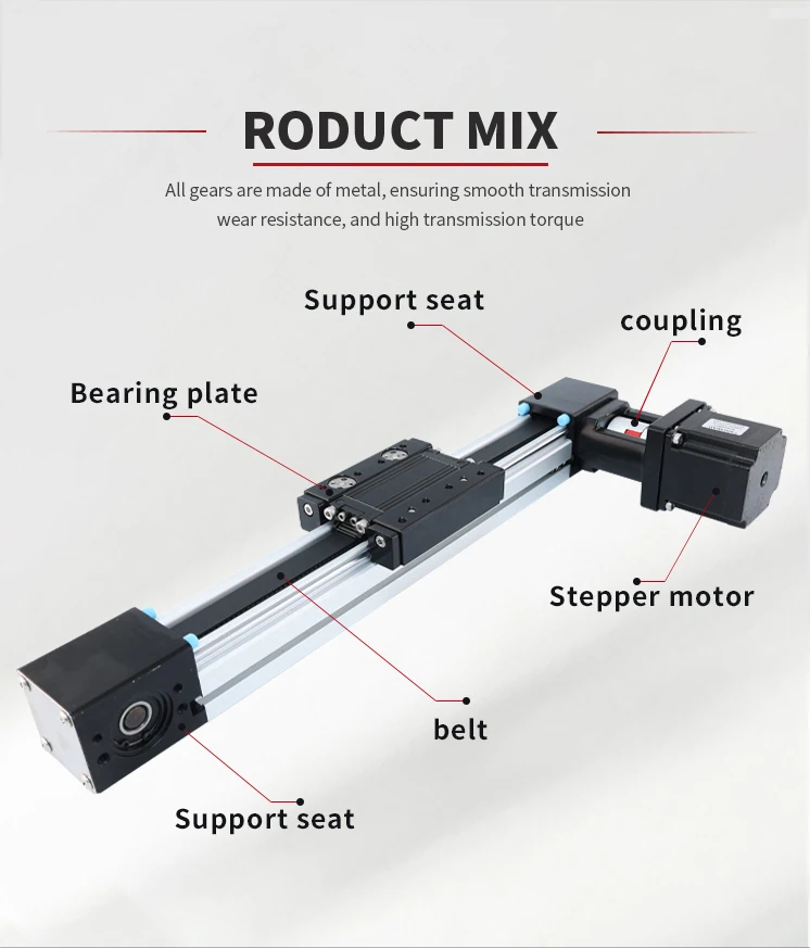Description Picture 5 of itemHPVB45 Effective Stroke Length 1000-1500MM nema23 motor Synchronous Belt Linear Guide Motion Module Sliding Table Linear module