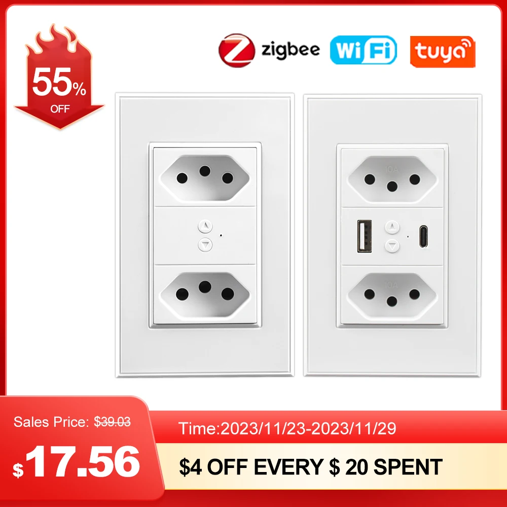 Smart Electric Wall Plug Zigbee  Electrical Outlet Brazil Home - Smart Wall  Socket - Aliexpress