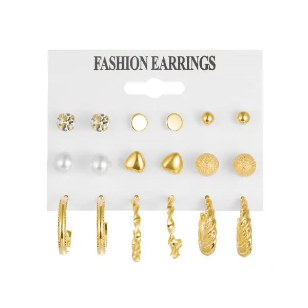 Korean Trendy Geometirc Butterfly Pearl Earrings Set For Women Resin Acrylic Star Heart Round Hoop Earrings Brincos Jewelry Gift ER22Y0113-3