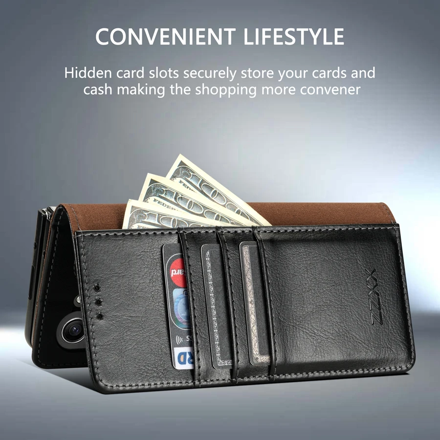 Luxury Wallet Card Holder Strong Magnetism Flip Leather Case For Samsung Galaxy Z Fold5 Z Flip5 Anti-drop Cover Z Fold 5 Flip 5