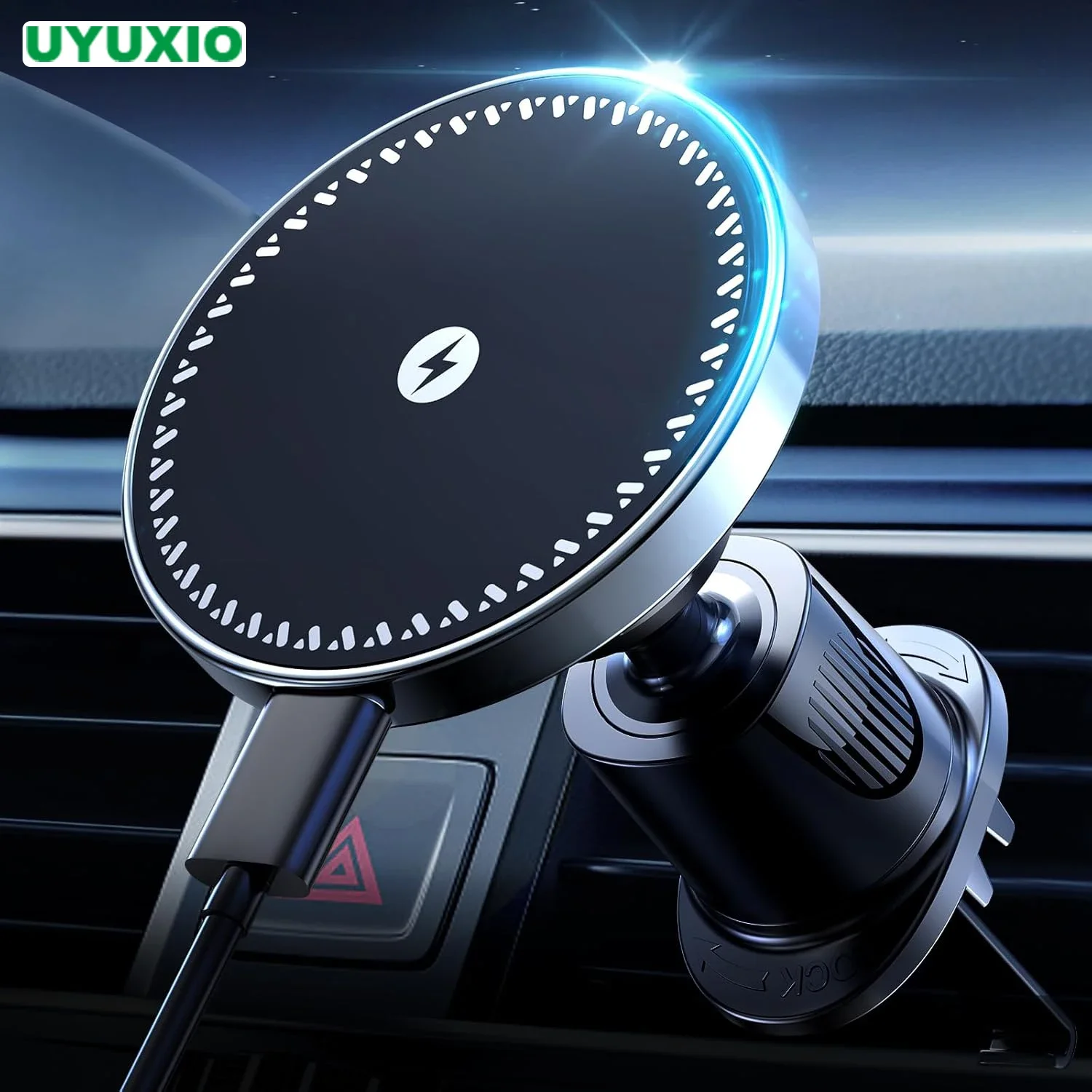 UYUXIO Strong Magnetic Wireless Car Charger Adapter 15W Air Ventผู้ถือโทรศัพท์รถยนต์สําหรับiPhone 16 15 14 13 Pro Max Plus 12 1