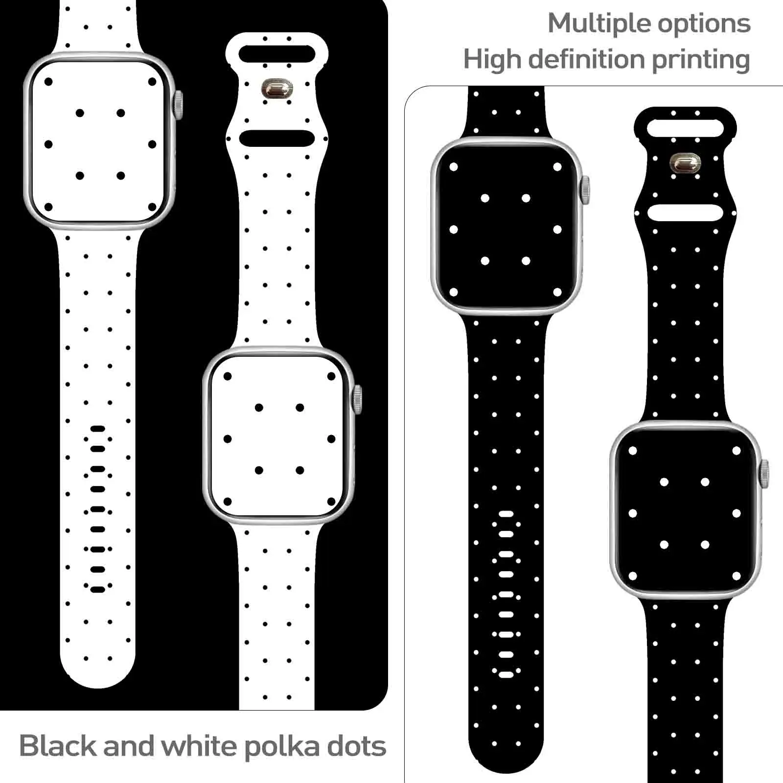 애플워치 11 10 9용 블랙 화이트 물방울 무늬 프린트 스트랩, iWatch 46mm 42mm 41mm 40mm 교체 가능한 밴드/팔찌