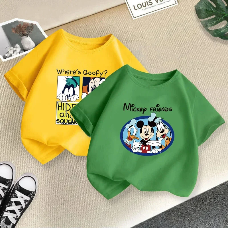 Children T Shirt Summer Kids Cartoon Spring Cotton Boy Girl Baby Print Minnie Donald Duck Mickey Mouse Cute Clothes