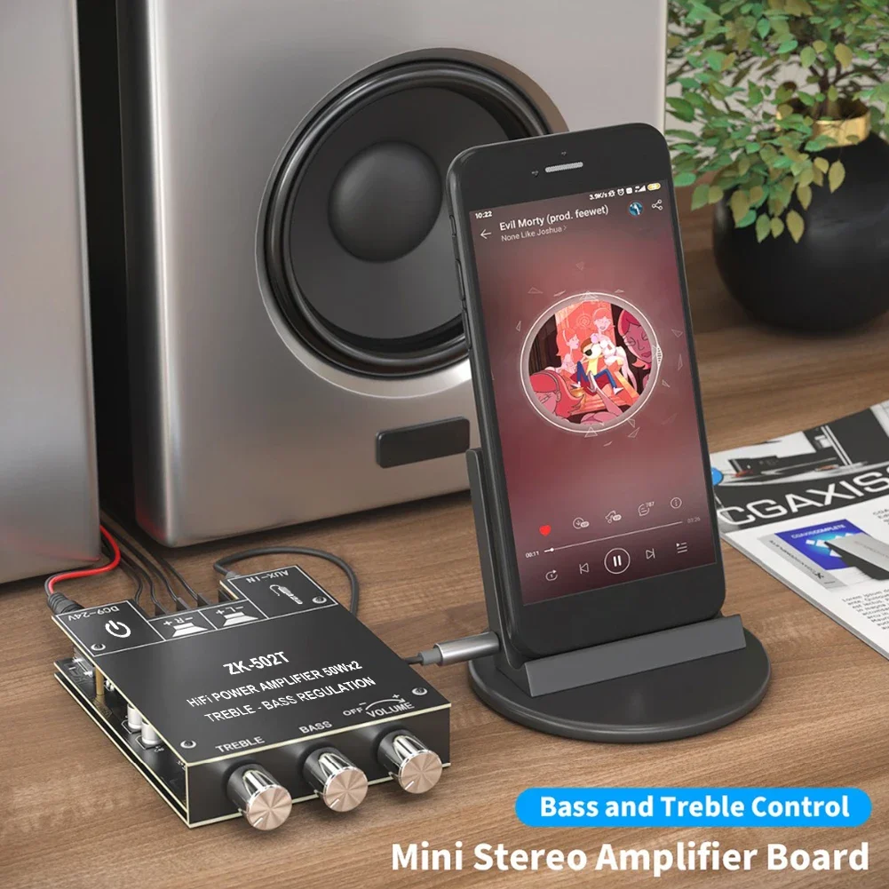 ZK-MT21 2.0/2.1 Channel Bluetooth 5.0 Subwoofer Amplifier Board 50W X 2+100W Power Audio Stereo Amplifier Board Bass AMP AUX