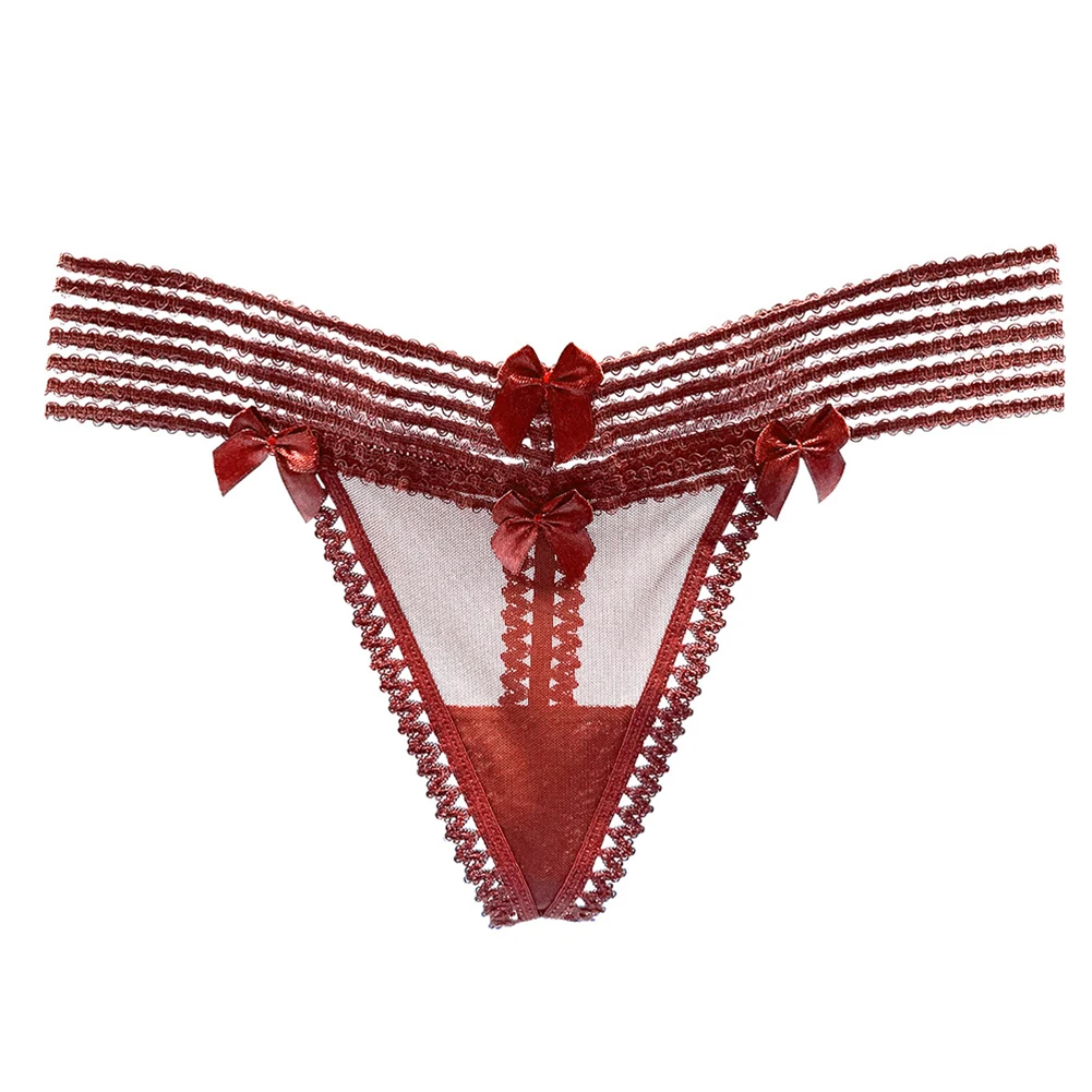 

Women Cute Bow G-string T-back Thongs Ladies Sexy Underwear See Through Underpants Soft Lingerie Ladies Soft Comfortable Panties