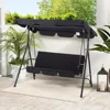 3-Seat Glider Porch Bench with Removable Cushion and Adjustable, Patio Swings 6